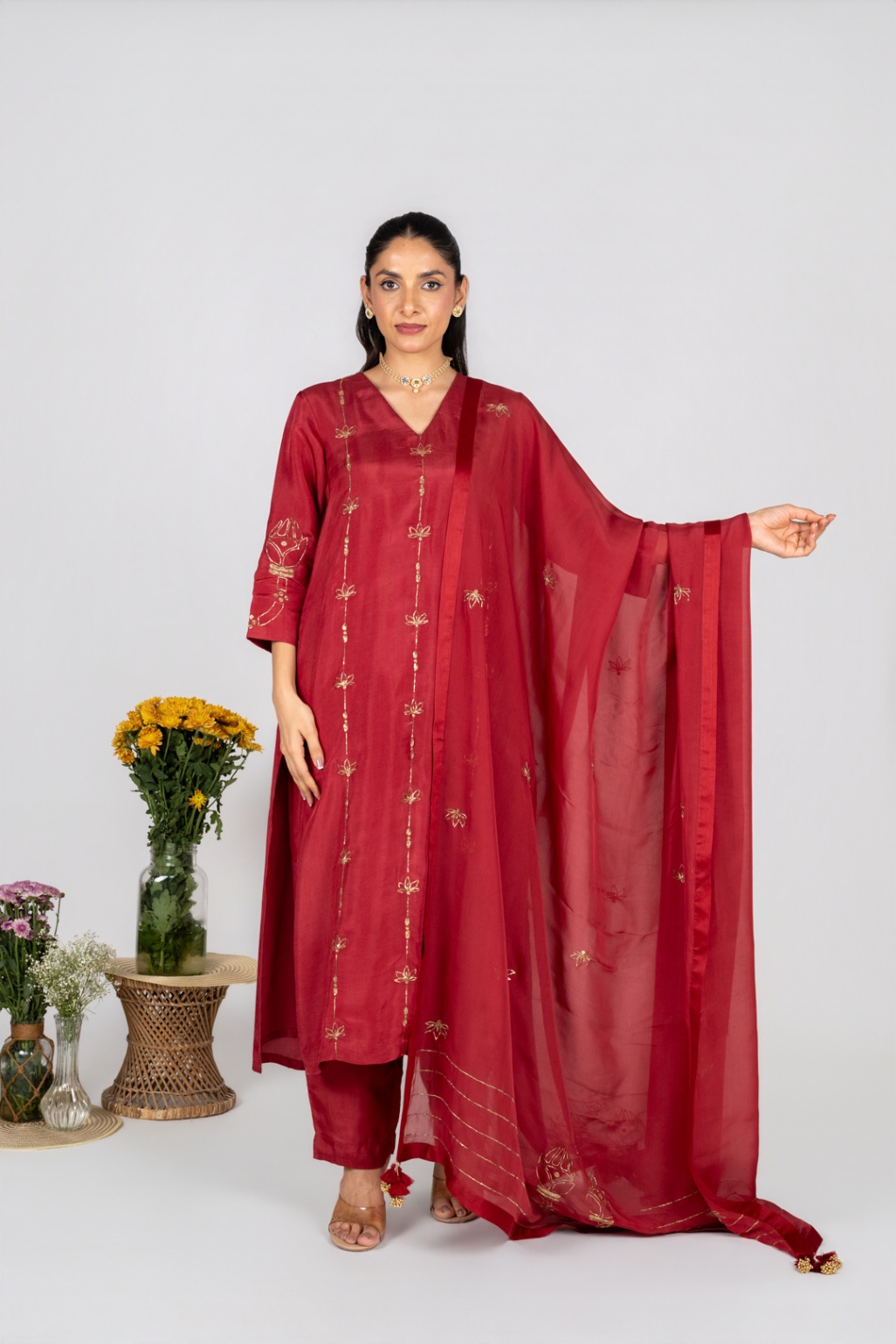 Rumi Red kurta set with Dupatta