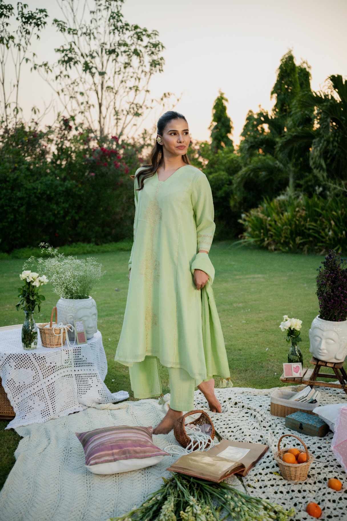 Svam Green Kurta Set with Dupatta